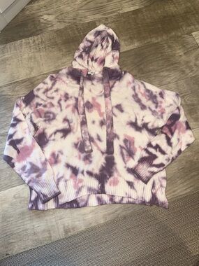 Splendid Tie-Dye Crewneck Hoodie Sweater - Purple & Pink
